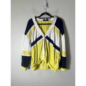 Buru Navy/White/Yellow Preppy Cotton Jacket Sz L/Xl